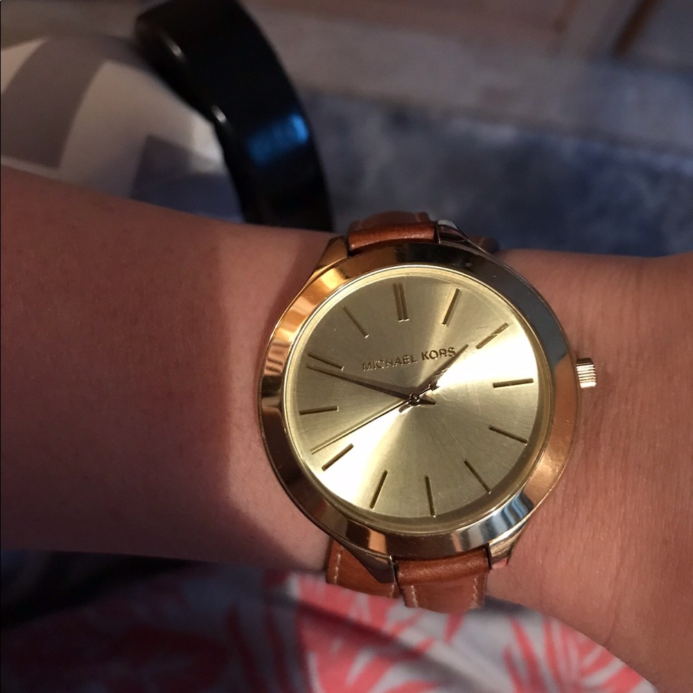 Michael Korda Leather Wrap Watch